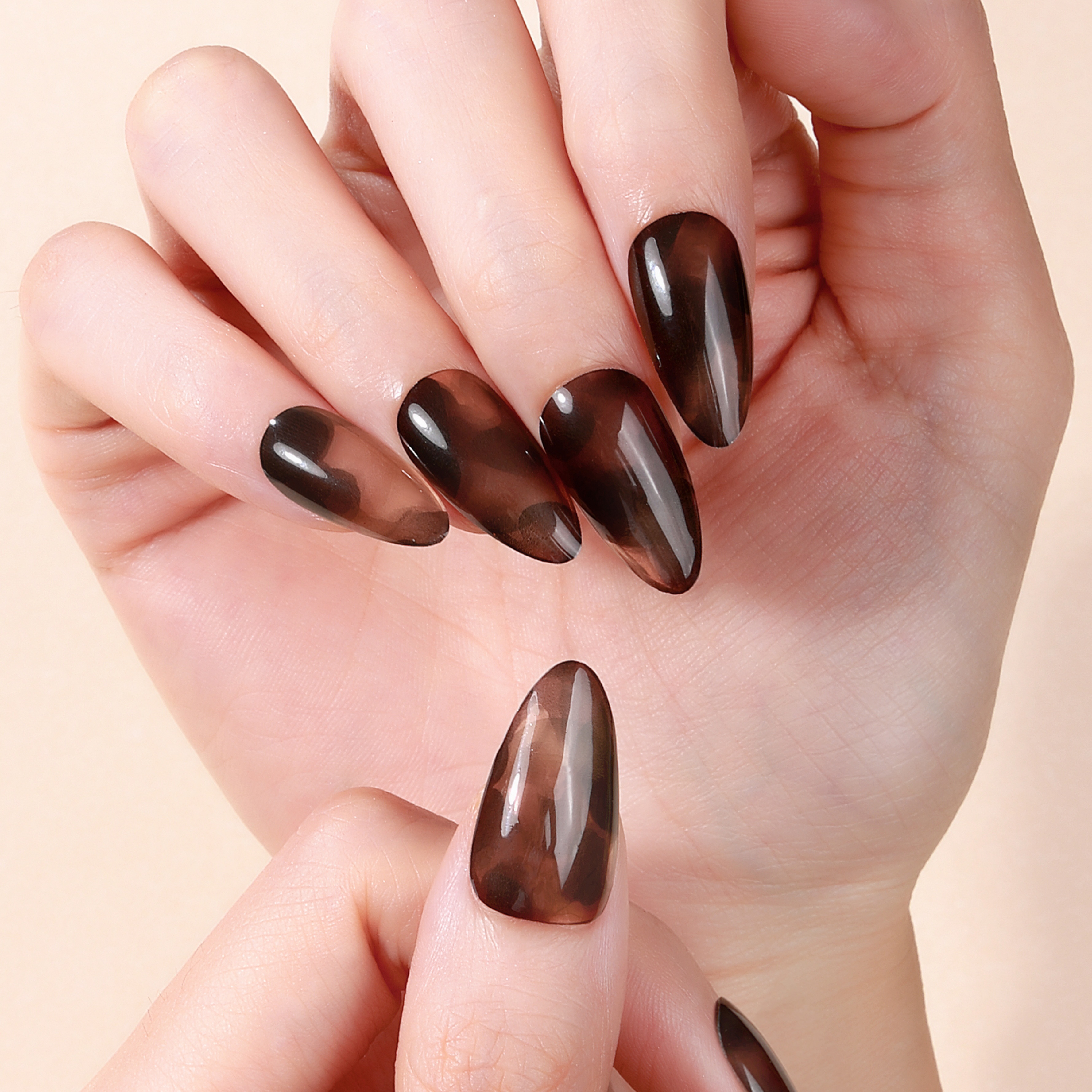 Mocha Tortoiseshell Gel Nail Wraps – Warm Elegance for Daily Nails