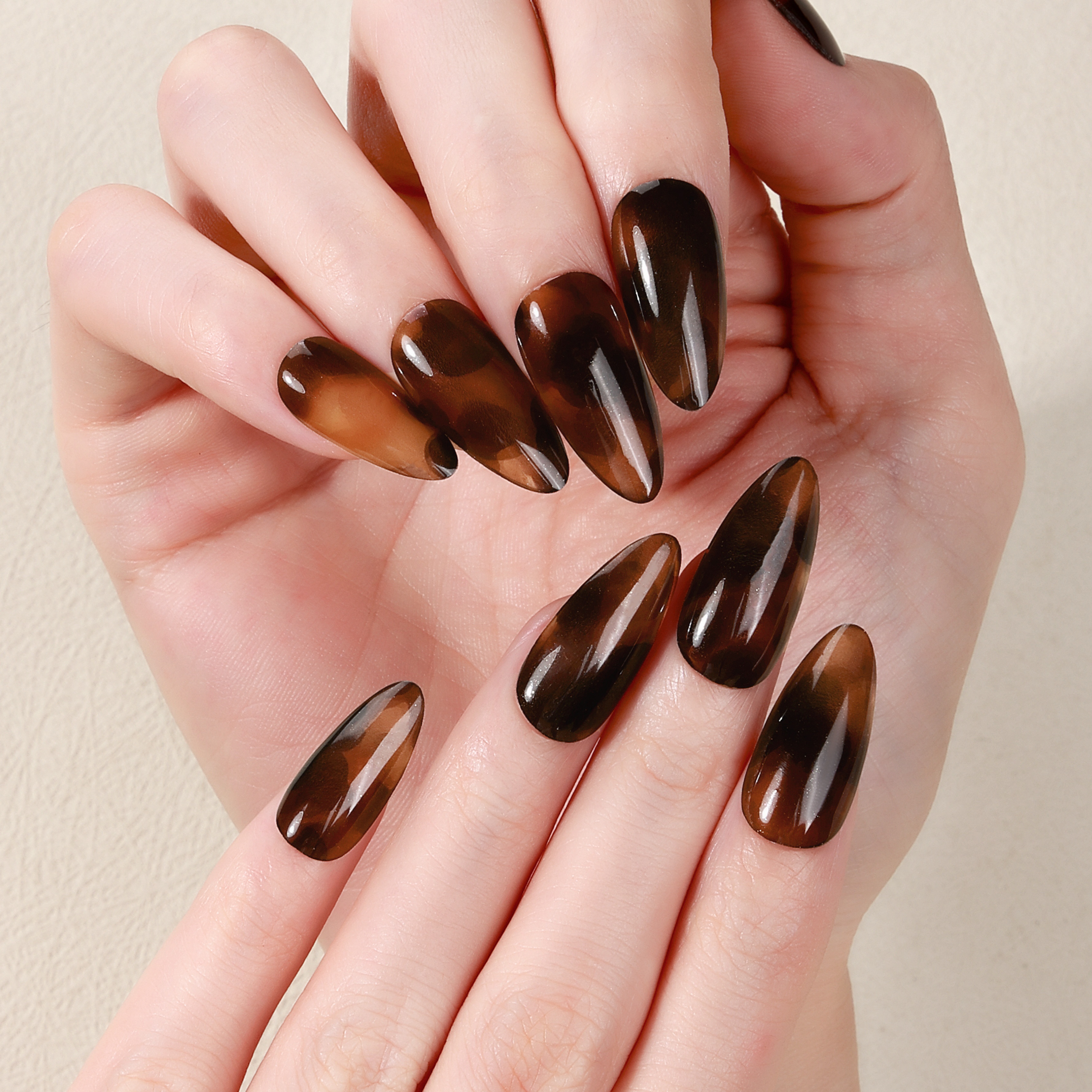 Caramel Tortoiseshell Gel Nail Wraps – Rich Warmth for Daily Nails