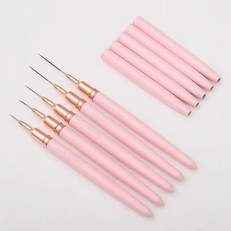 5pcs pink fine nail art brush set pens for long nails perfect for gel polish painting and manicure includes 5 sizes 4 8 12 20 25mm details nail art designs free of acetone details 3