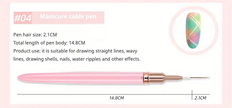 5pcs pink fine nail art brush set pens for long nails perfect for gel polish painting and manicure includes 5 sizes 4 8 12 20 25mm details nail art designs free of acetone details 8