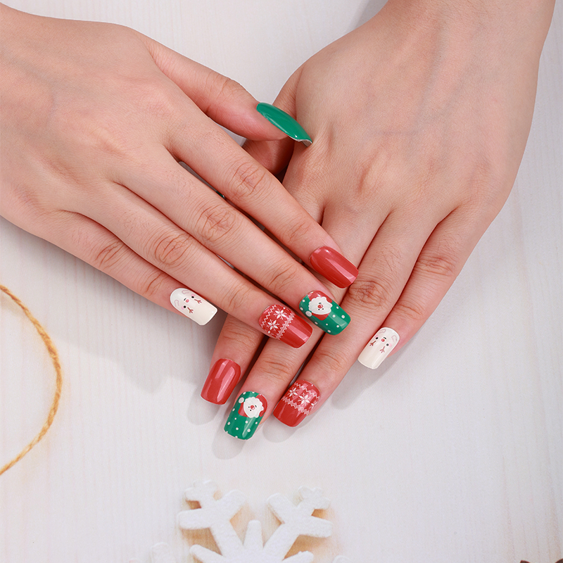 Merry Christmas Festive Nails Designs Semi Cured Gel Nail Strips