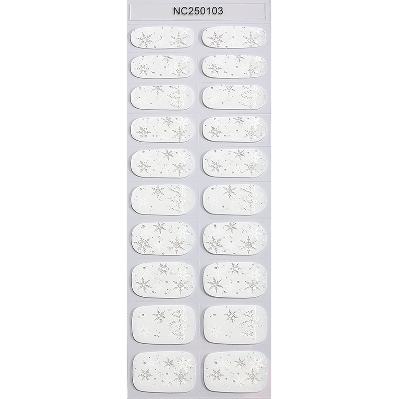 Silver Snowflake Frost Nails Designs Semi Cured Gel Nail Strips