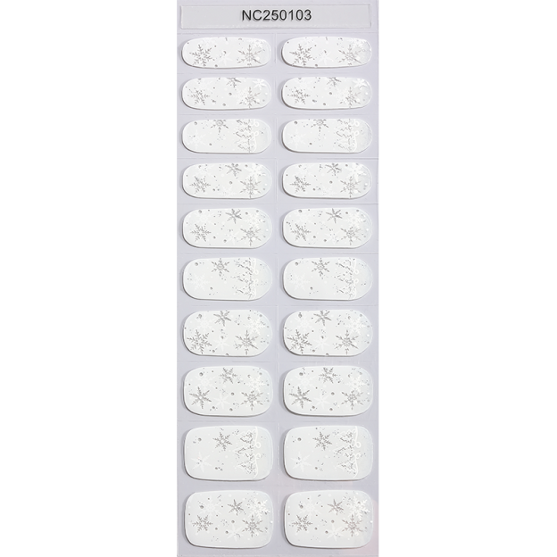 Silver Snowflake Frost Nails Designs Semi Cured Gel Nail Strips