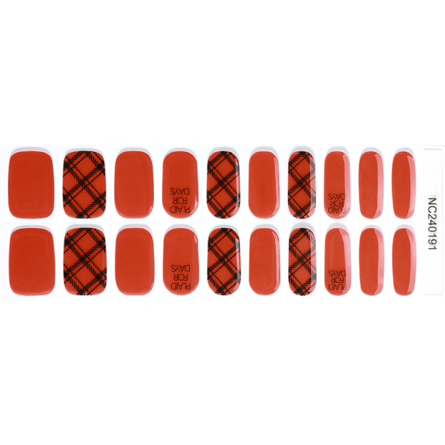Retro Plaid Red Nails Designs Semi Cured Gel Nail Strips