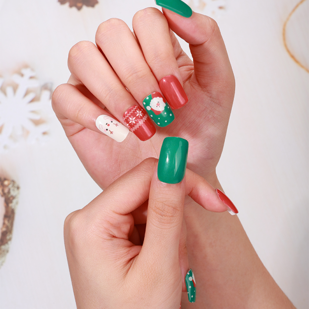 Merry Christmas Festive Nails Designs Semi Cured Gel Nail Strips