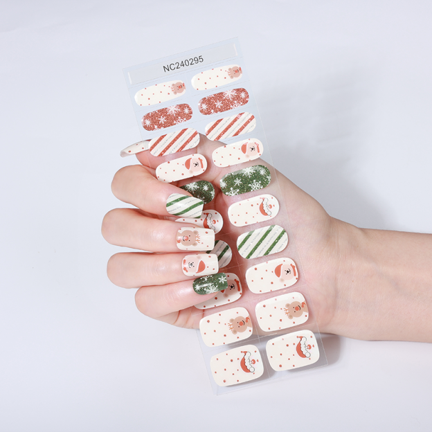 Glow Santa & Reindeer Christmas Nails Designs Semi Cured Gel Nail Strips