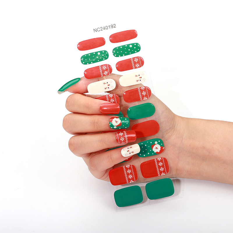 Merry Christmas Festive Nails Designs Semi Cured Gel Nail Strips