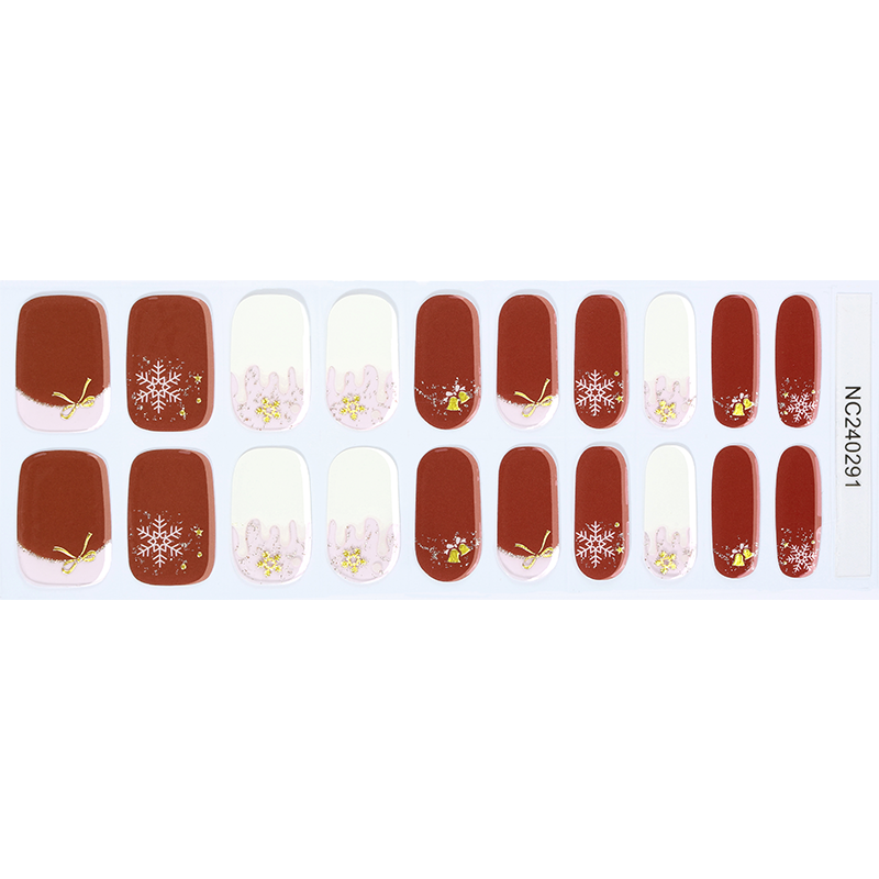 Glowing Cocoa Christmas Nails Designs Semi Cured Gel Nail Strips