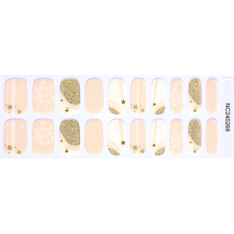 Golden Starry Glow Nails Designs Semi Cured Gel Nail Strips