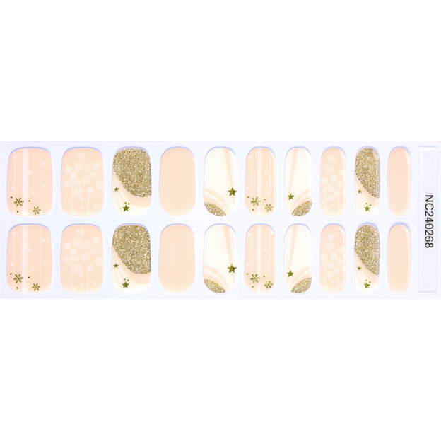 Golden Starry Glow Nails Designs Semi Cured Gel Nail Strips