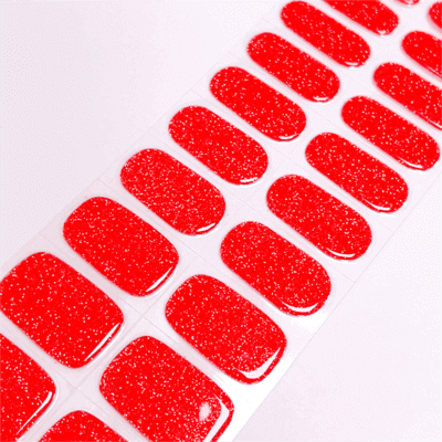 Crimson Glitter Red Semi-Cured Gel Nail Wraps – Sparkling Red Nails for a Salon-Quality Manicure.