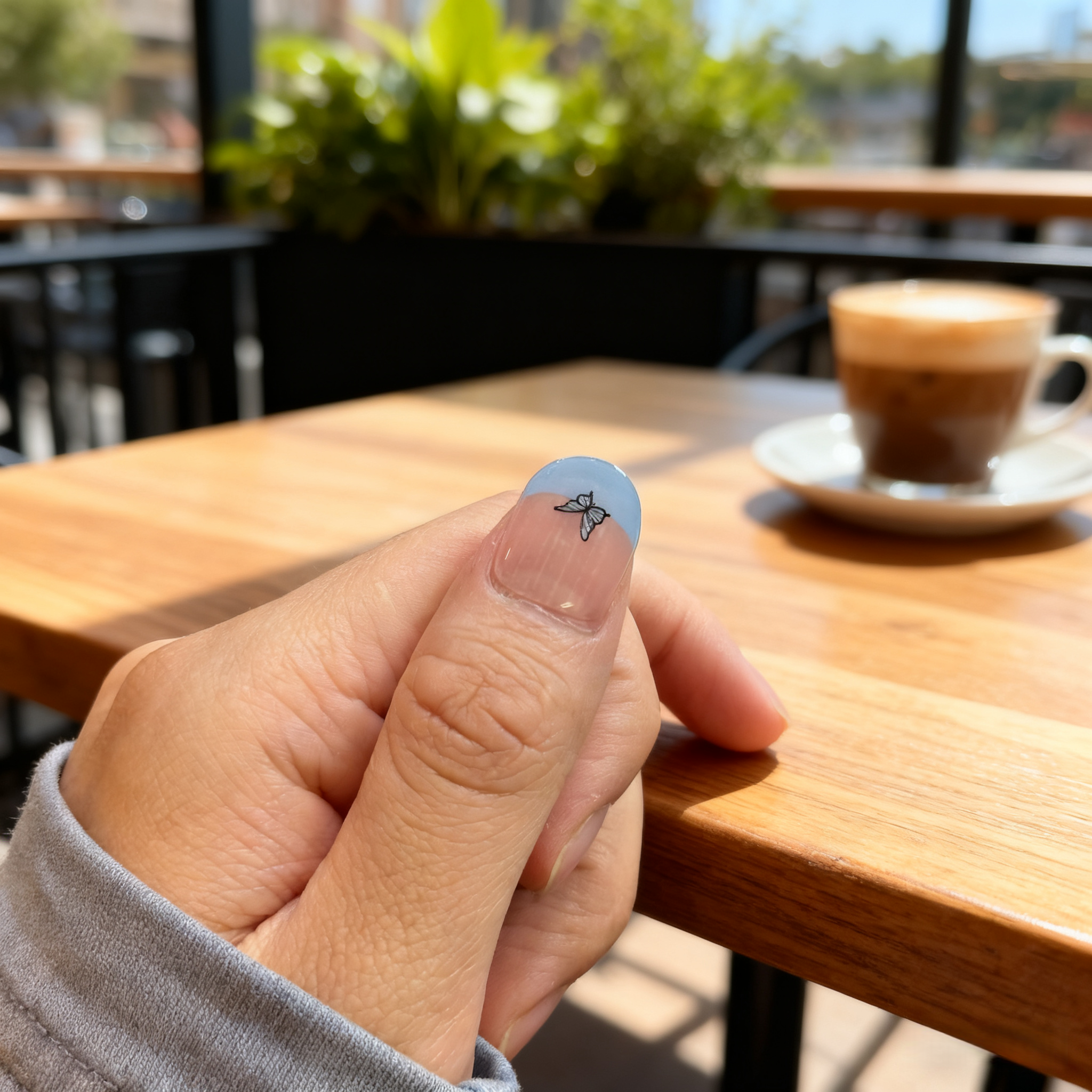 Blue Butterfly Gel Nail Wraps – Elegance in Every Detail