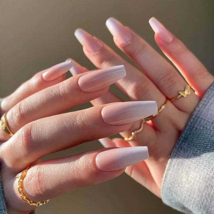 Elegant Nude Gel Nail Wraps for a minimalist natural manicure.