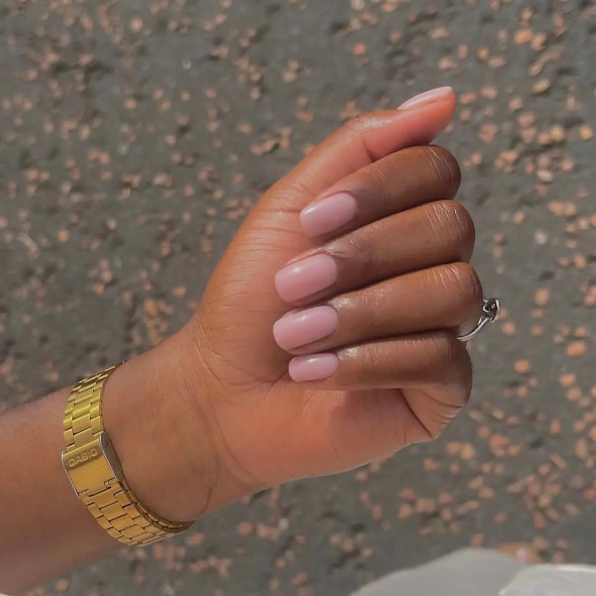 Blush Charm Gel Nail Wraps featuring a pink nude design for an elegant manicure.