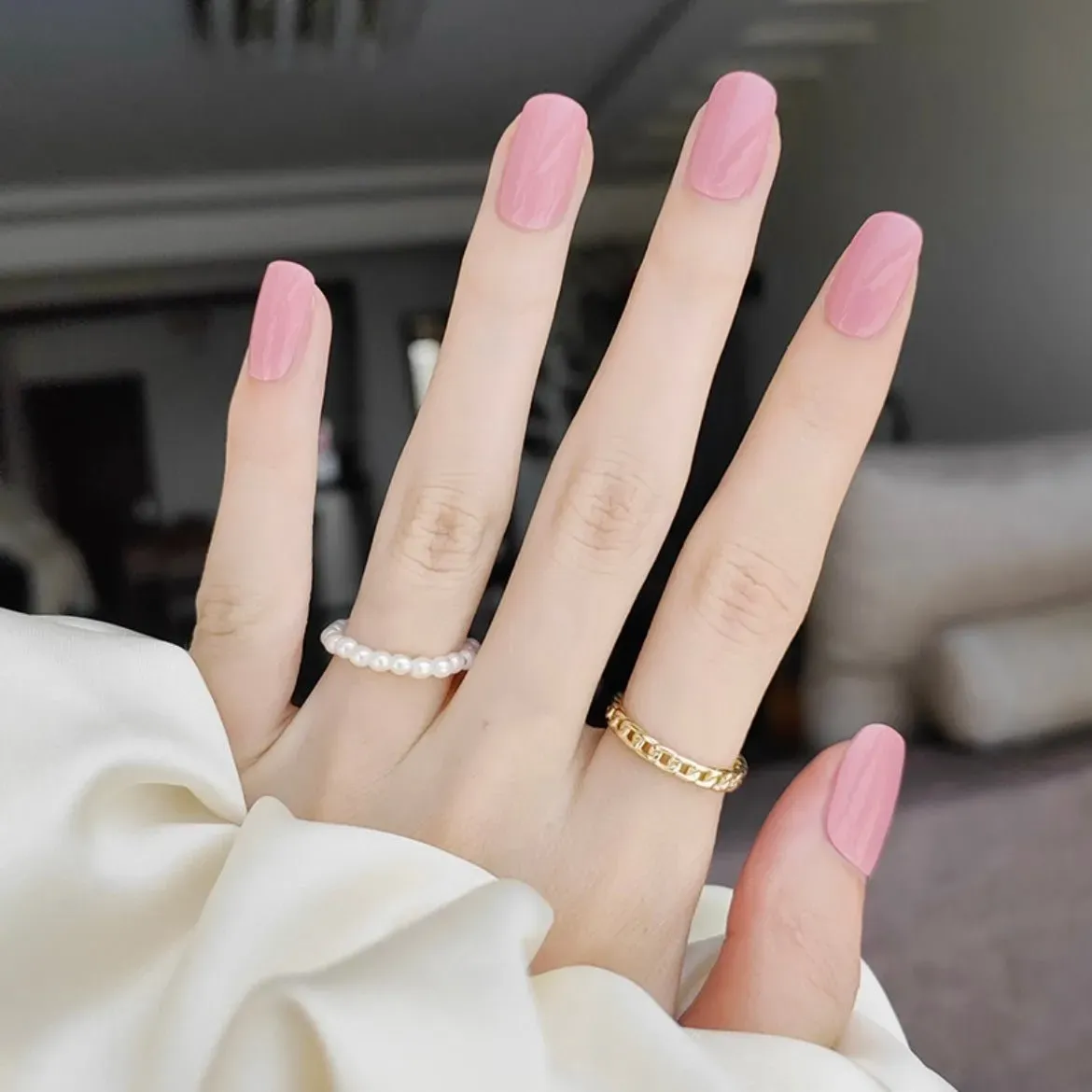 Pure Blushing Pink Semi-Cured Gel Nail Wraps – Elegant Simplicity in Nail Art