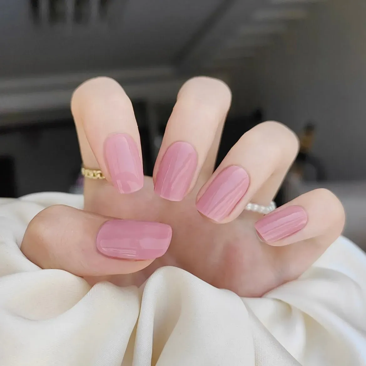 Pure Blushing Pink Semi-Cured Gel Nail Wraps – Elegant Simplicity in Nail Art