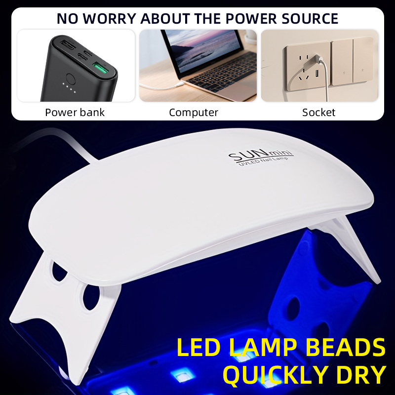 Mini 5W UV LED Nail Lamp – Foldable, USB-Powered, No Battery Needed – Quick Curing for Gel Nails & Nail Wraps