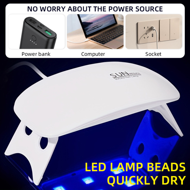 Mini 5W UV LED Nail Lamp – Foldable, USB-Powered, No Battery Needed – Quick Curing for Gel Nails & Nail Wraps