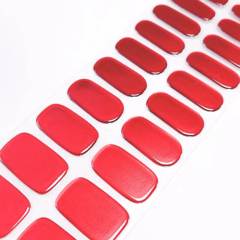 Classic Red Gel Nail Wraps with vibrant and bold color for a timeless manicure.