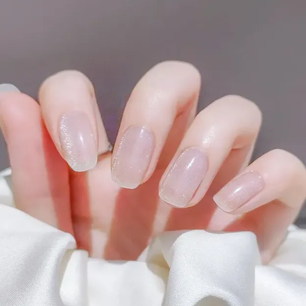 Crystal Clear Gel Nail Wraps with a minimalist transparent design, perfect for achieving a timeless manicure.