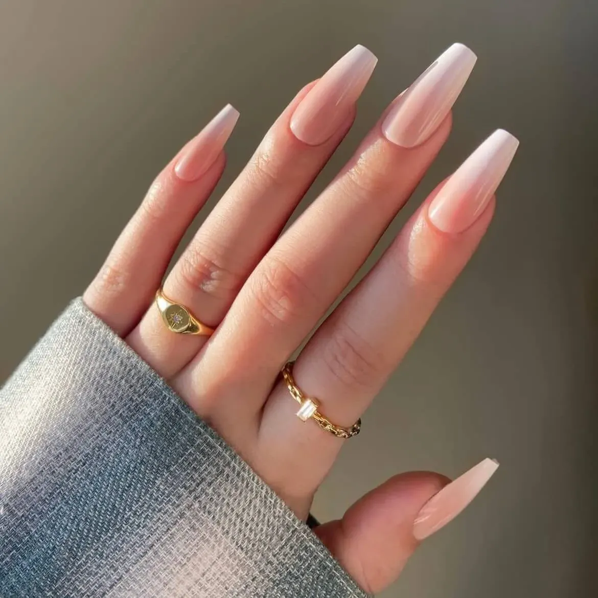 Elegant Nude Gel Nail Wraps for a minimalist natural manicure.