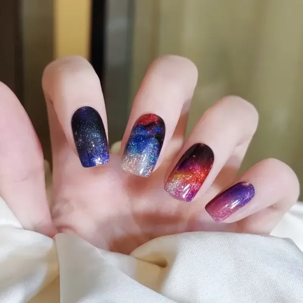 Galaxy Starry Sky Gel Nail Wraps – Capture the Magic of the Universe