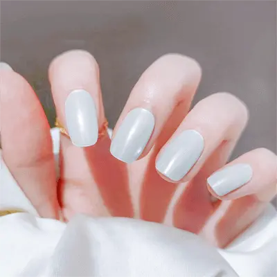 Pure White Glossy Nails Designs Semi Cured Gel Nail Strips