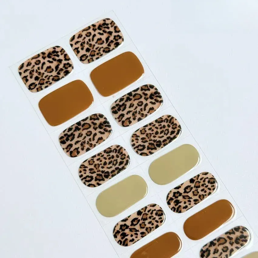 Classic Leopard Mix Nails Designs Semi Cured Gel Nail Strips