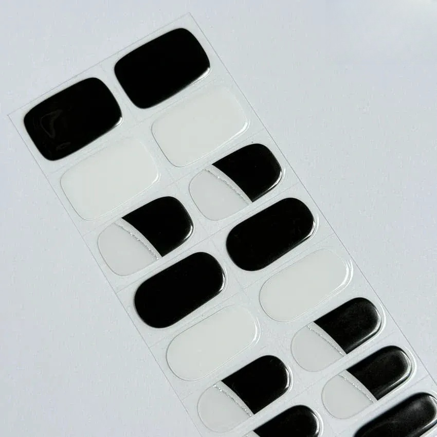 Black & White Edge Chic Nails Designs Semi Cured Gel Nail Strips
