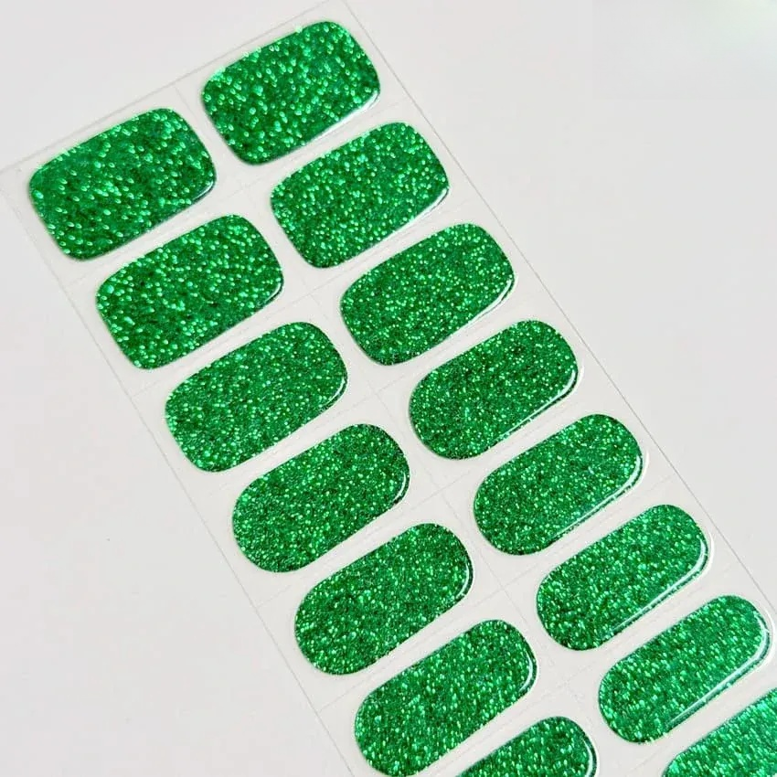 Emerald Glitter Glam Nails Designs Semi Cured Gel Nail Strips