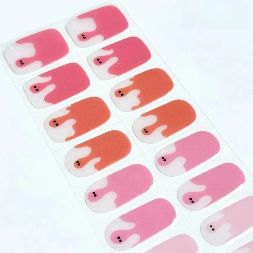Cute Drippy Ghost Nails Designs Semi Cured Gel Nail Strips