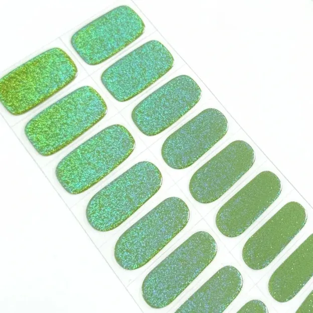 Seafoam Holographic Rainbow Nails Designs Semi Cured Gel Nail Strips