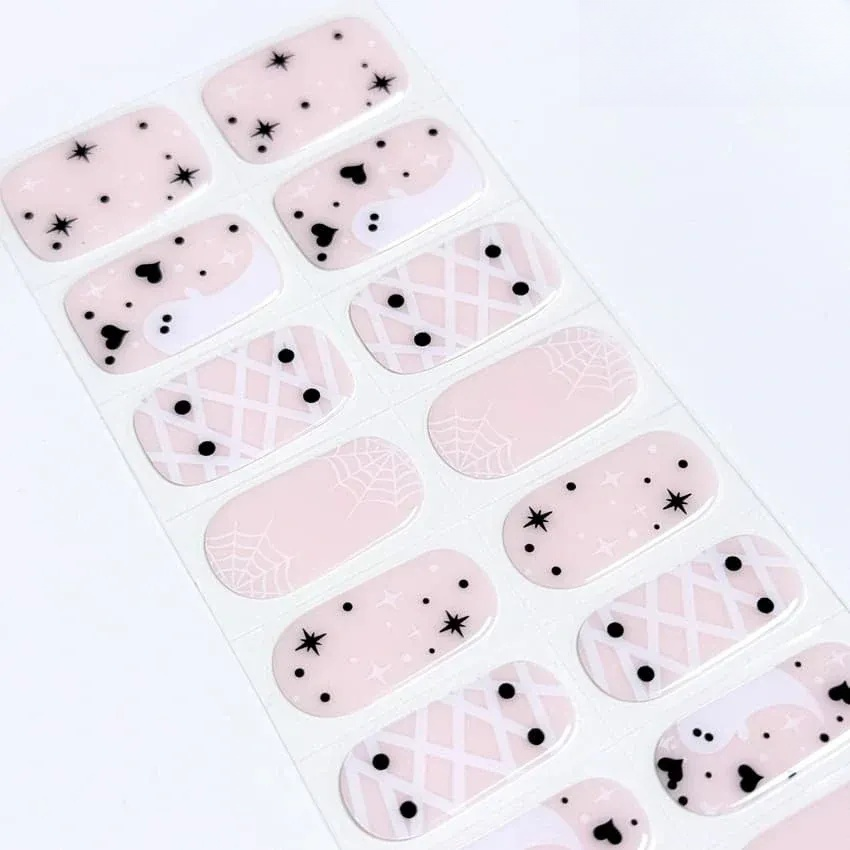 Pink Halloween Cutie Nails Designs Semi Cured Gel Nail Strips