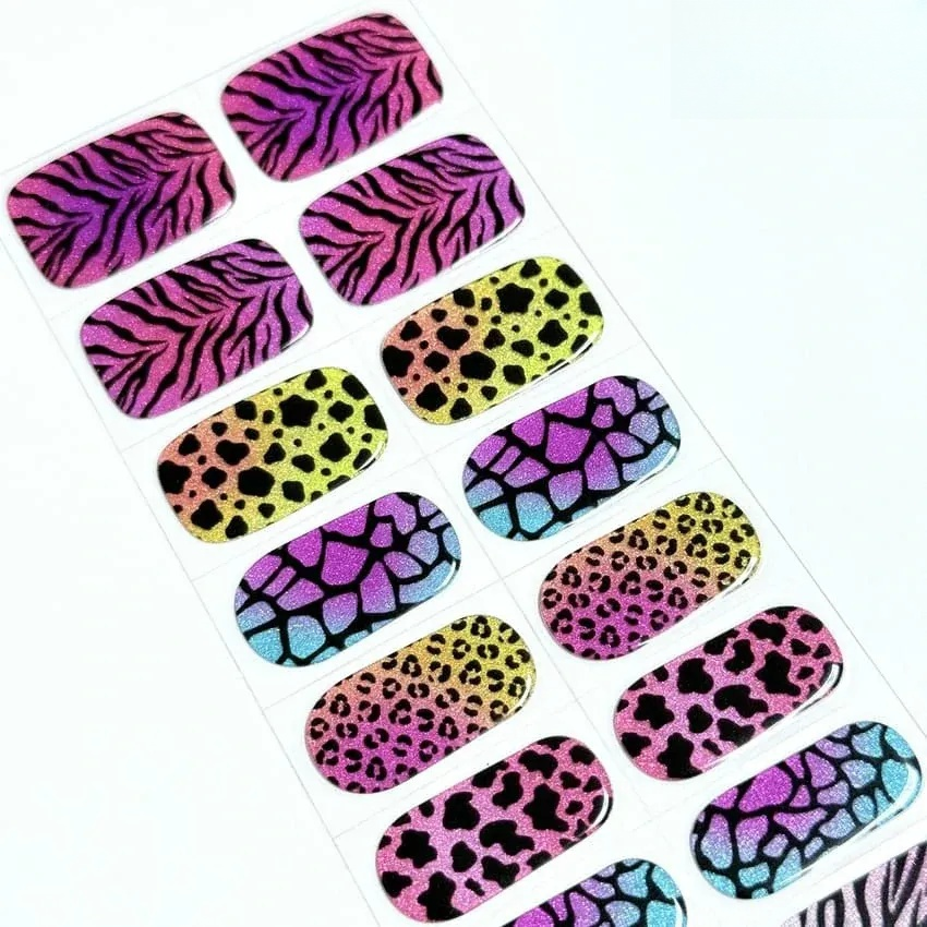Neon Safari Vibes Nails Designs Semi Cured Gel Nail Strips