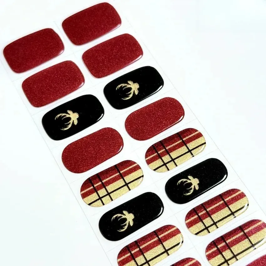 Sparkling Cute Elk Christmas Nails Designs Semi Cured Gel Nail Strips