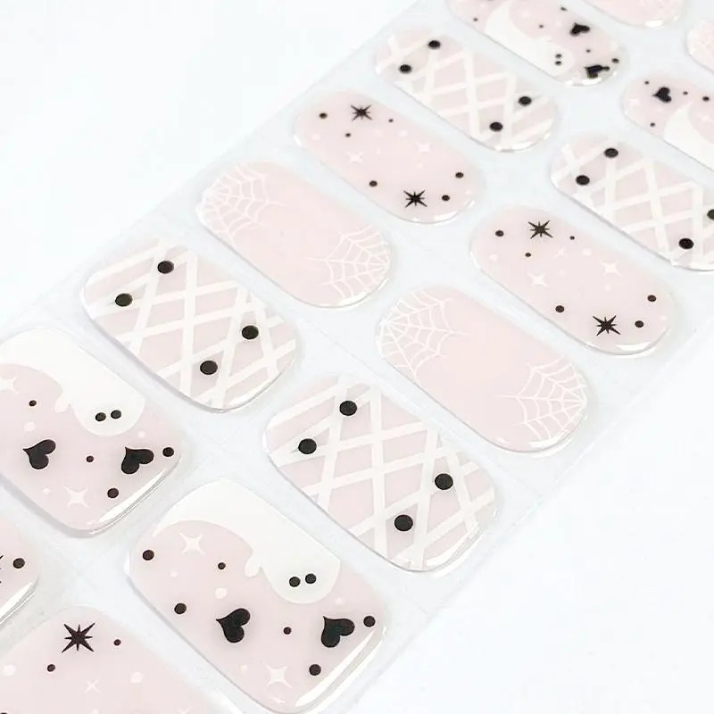 Pink Halloween Cutie Nails Designs Semi Cured Gel Nail Strips