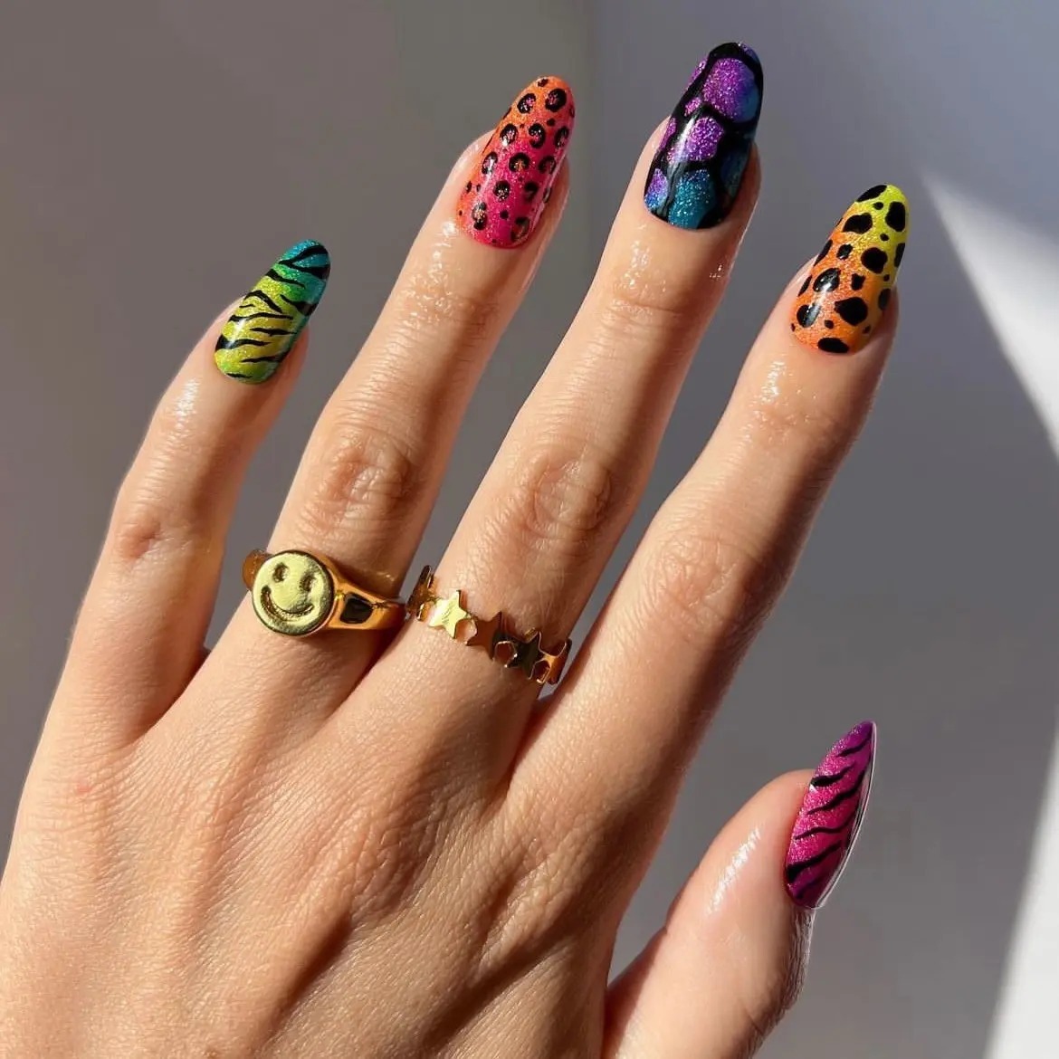 Neon Safari Vibes Nails Designs Semi Cured Gel Nail Strips