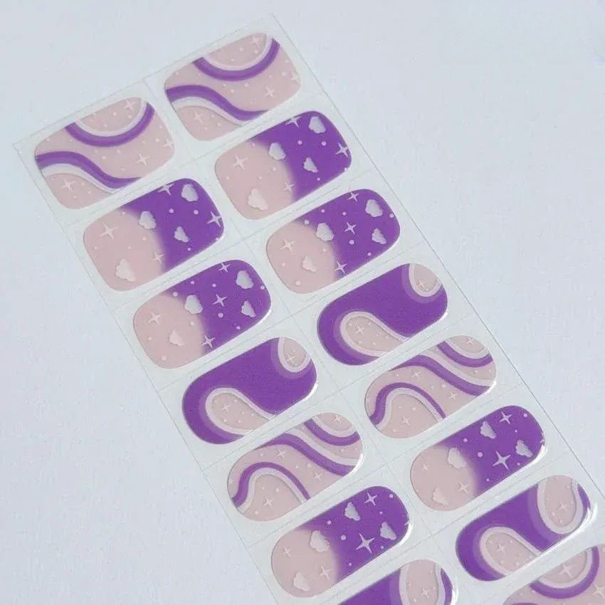 Sparkling Purple Galaxy Dream Nails Designs Semi Cured Gel Nail Strips