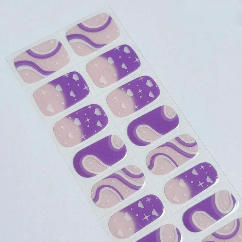 Sparkling Purple Galaxy Dream Nails Designs Semi Cured Gel Nail Strips