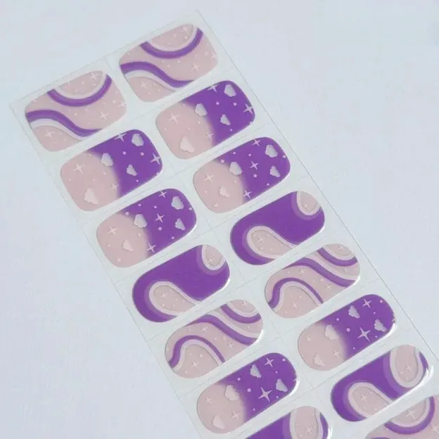Sparkling Purple Galaxy Dream Nails Designs Semi Cured Gel Nail Strips