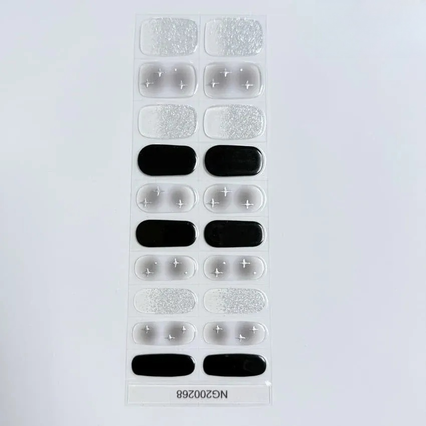 Black & Galaxy Glow Nails Designs Semi Cured Gel Nail Strips
