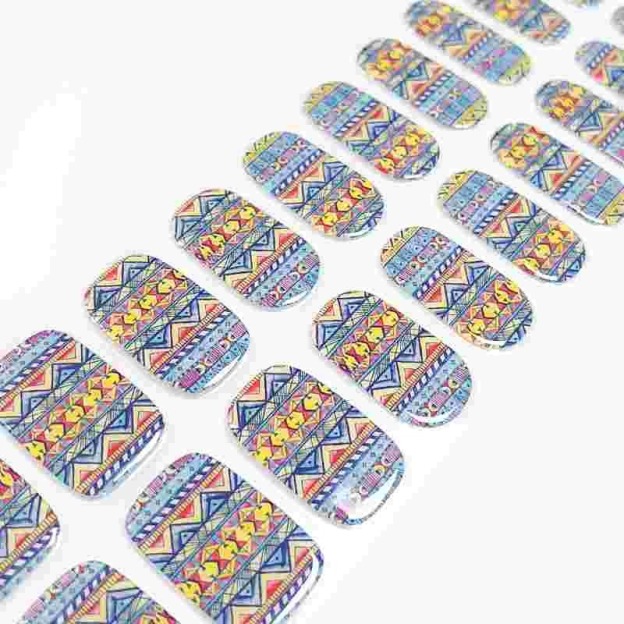 Boho Tribal Pattern Nails Designs Semi Cured Gel Nail Strips