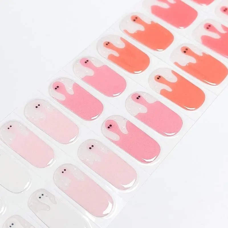 Cute Drippy Ghost Nails Designs Semi Cured Gel Nail Strips