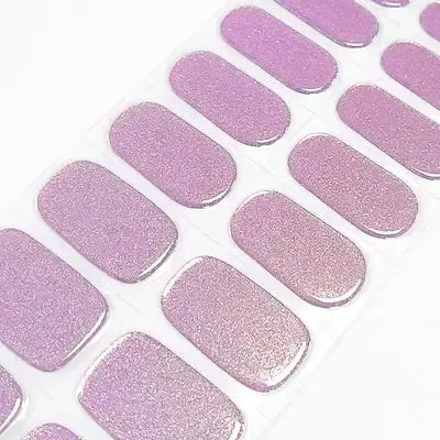 Lavender Shine Gel Nail Wraps showcasing a soft purple shimmer, perfect for a delicate and long-lasting manicure.