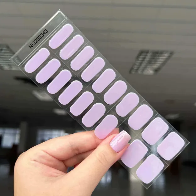 Lavender Whisper Gel Nail Wraps in a pastel purple shade for a soft and elegant manicure.