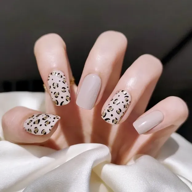 Leopard Print Semi-Cured Gel Nail Wraps featuring a chic animal print design for stylish and bold manicures.