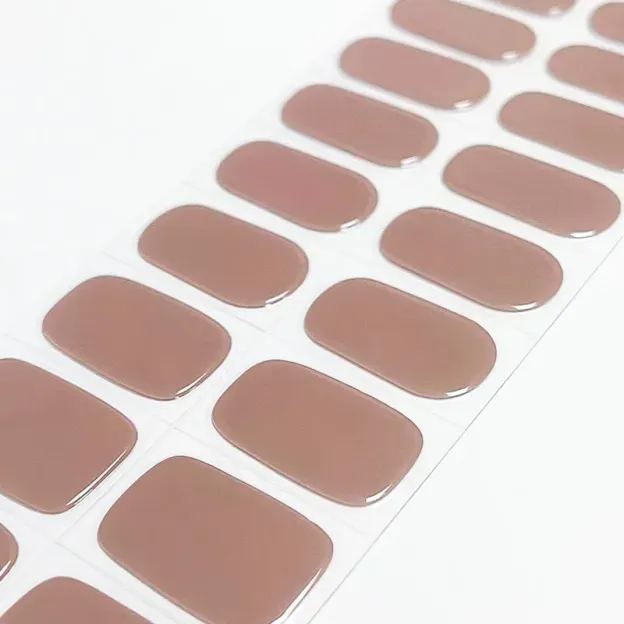 Mocha Elegance Gel Nail Wraps offering a sophisticated and natural manicure in a soft mocha tone.