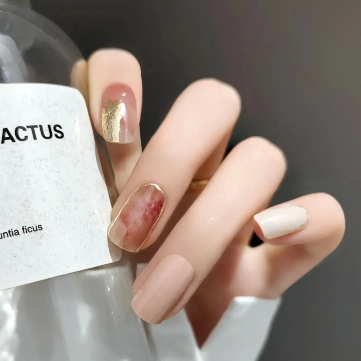 Nude Marble Gel Nail Wraps featuring a sophisticated marble pattern, ideal for creating an elegant and timeless manicure.