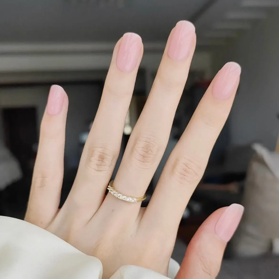 Nude Pink Semi-Cured UV Gel Nail Wraps for a minimalist and elegant manicure.