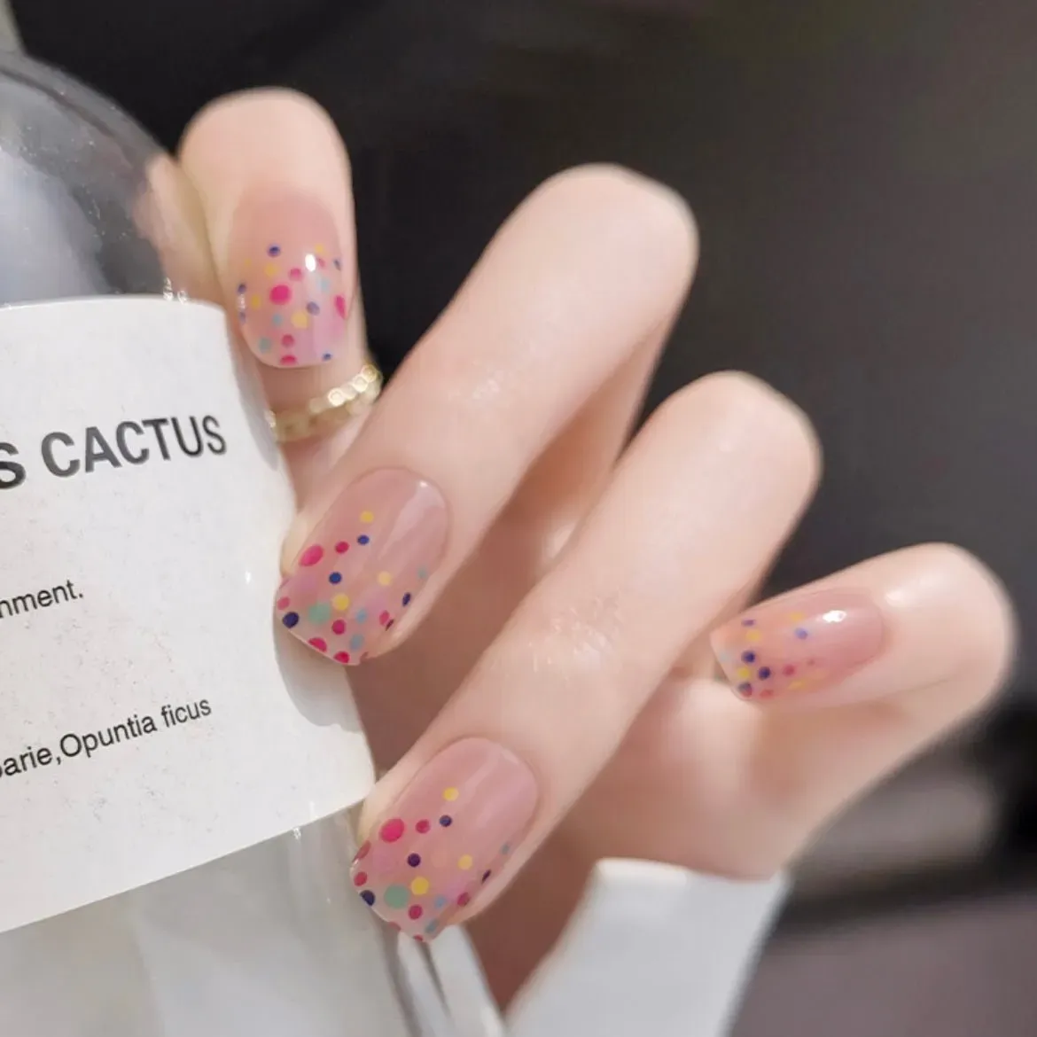 Polka Dots Semi-Cured Gel Nail Wraps featuring colorful dots, perfect for creating vibrant and playful nail art.